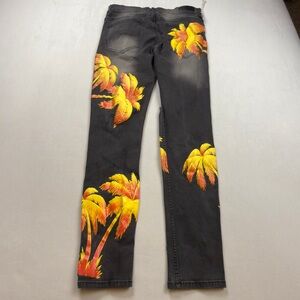 Vibrant Palm Print Skinny Jeans